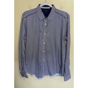 Ted Baker Shirt Mens Striped Long Sleeve Button Down Shirt SZ 4 Large Blue White